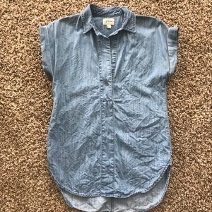 J Crew Chambray Half Button Up Shirt